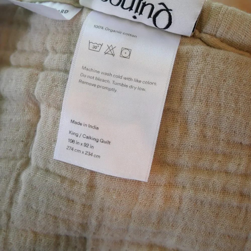 Quince KING Cotton Gauze Dream Quilt + Shams DUNE TAN 100% Organic NEW